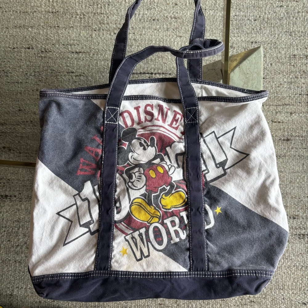 Disney Parks Tote Bag Unisex Large Navy White Good Mickey Mouse Graphic